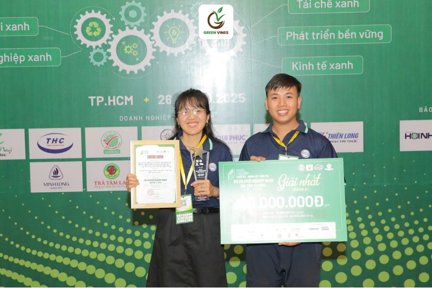 Green Viens nhận giải thưởng giải nhất bảng A cuộc thi khởi nghiệp xanh năm 2025
