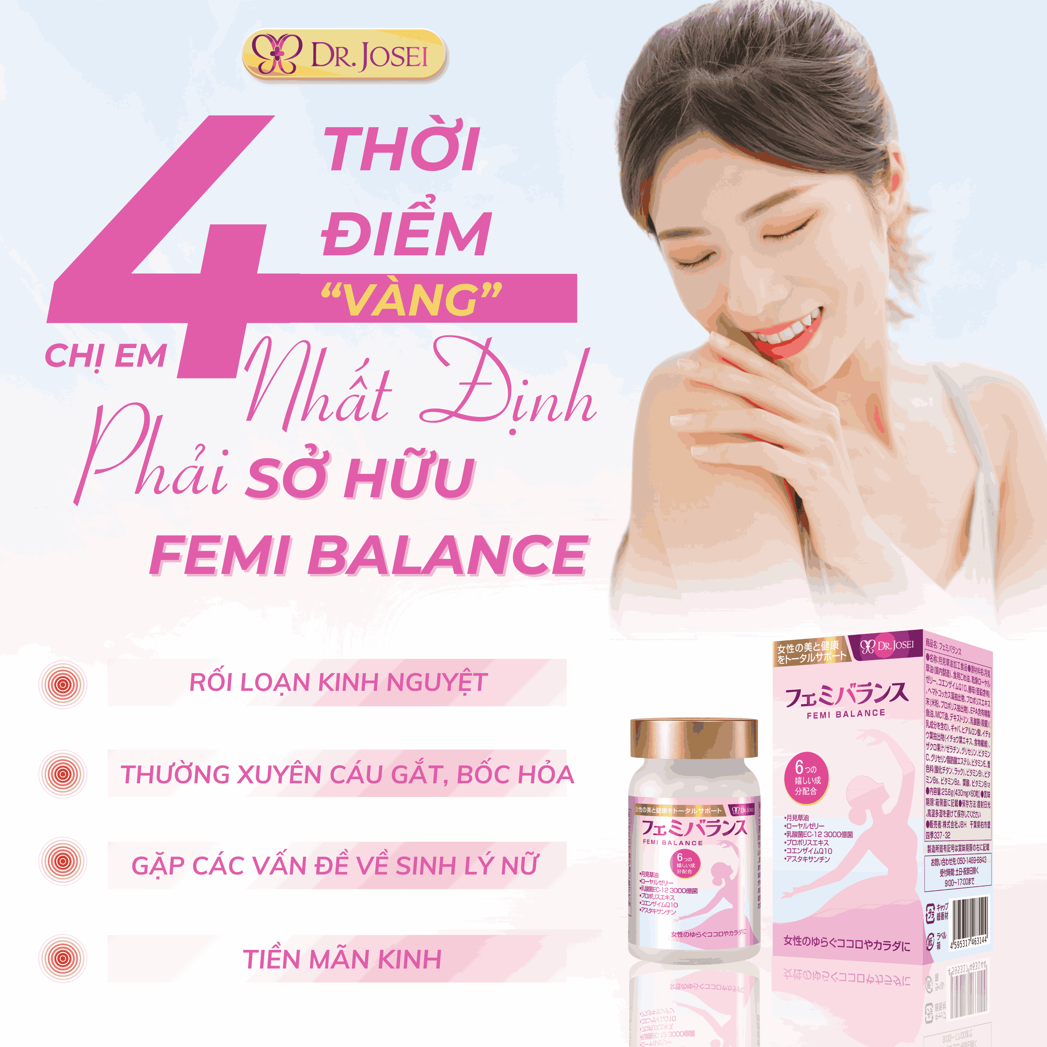Viên Uống Điều Hoà Nội Tiết Tố Nữ Femi Balance Dr. Josei