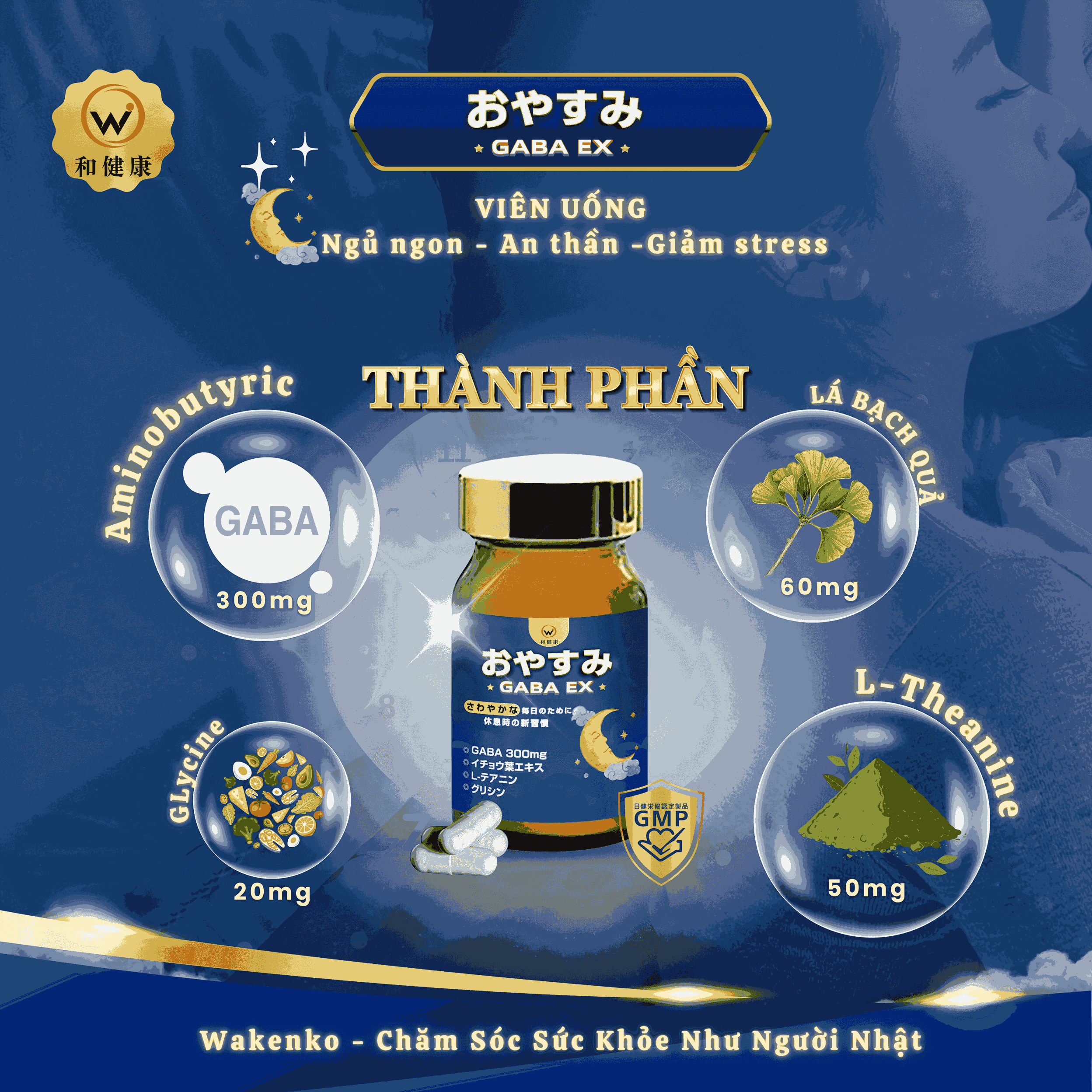Thành Phần Viên Uống Hỗ Trợ Ngủ Ngon Gaba Ex Wakenko
