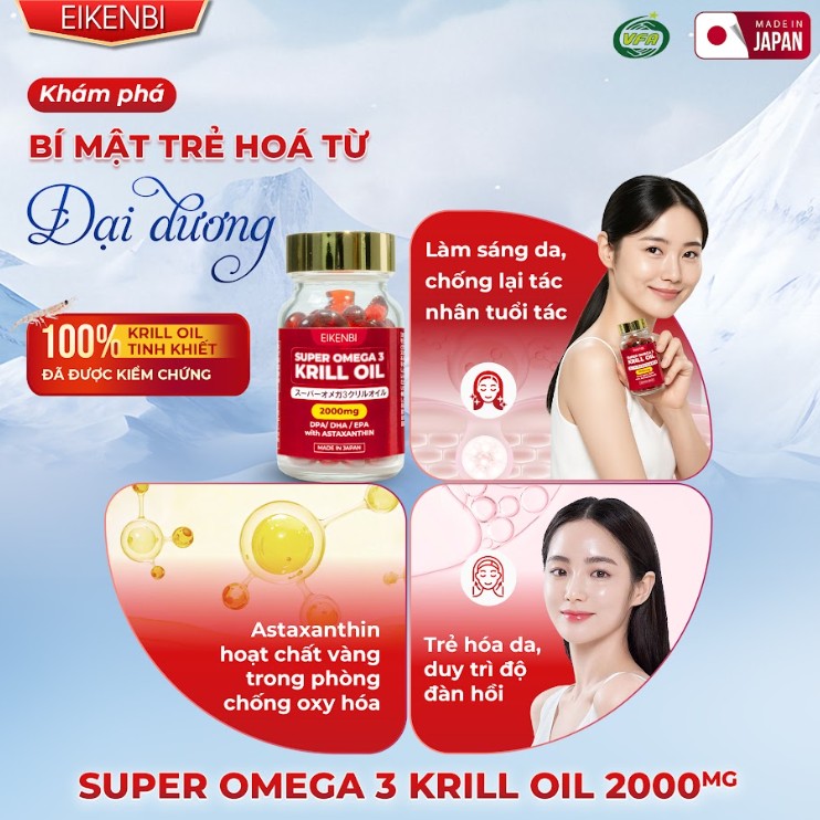 Công Dụng Viên Uống Dầu Omega 3 Nhuyễn Thể Krill Oil Eikenbi