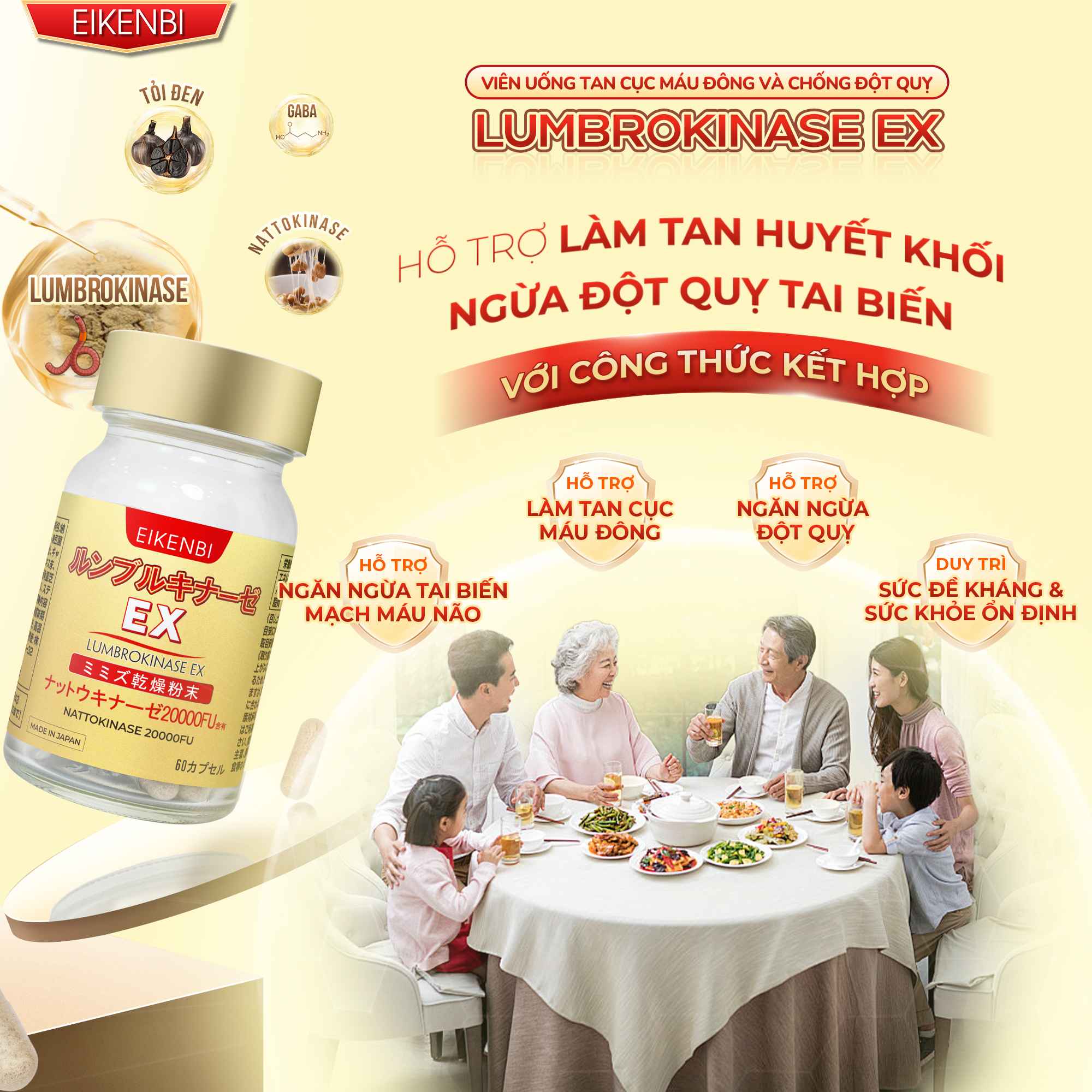 Công Dụng Của Viên Uống Tan Cục Máu Đông Và Chống Đột Quỵ Lumbrokinase Ex Eikenbi