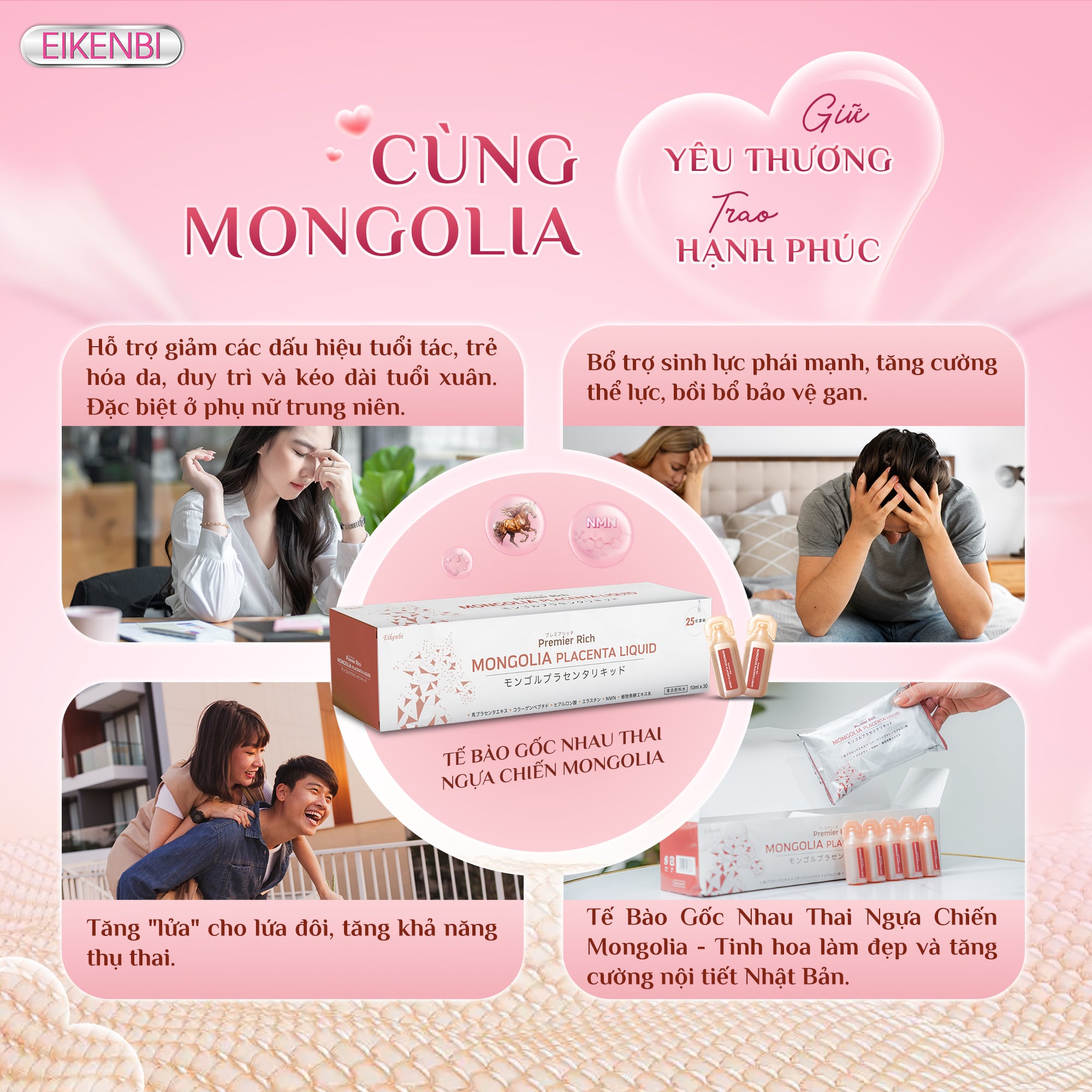 Công Dụng Sản Phẩm Tế Bào Gốc Nhau Thai Ngựa Chiến Mongolia Eikenbi