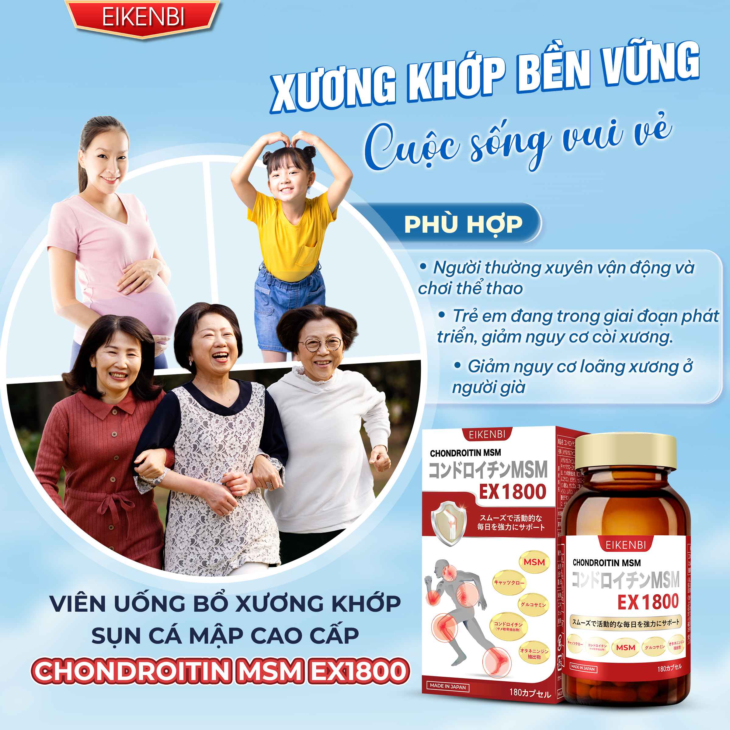 Đối Tượng Sử Dụng Viên Uống Bổ Xương Khớp Chondroitin MSM 1800 Eikenbi