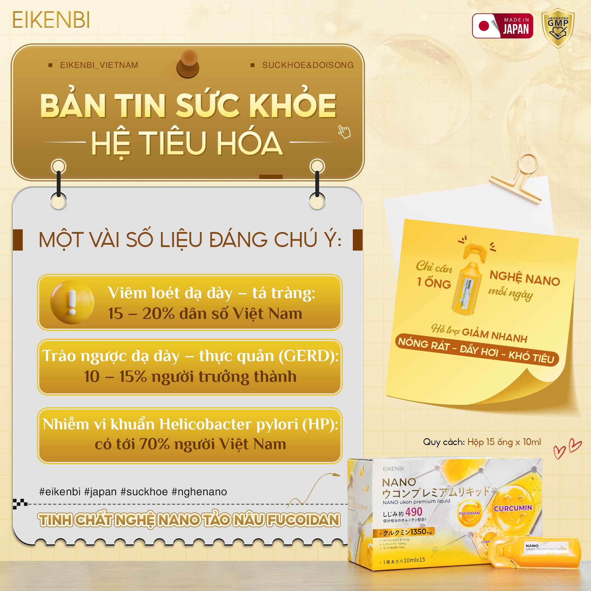 Hướng dẫn sử dụng sản phẩm nghệ Nano Curcumin tảo nâu Fucoidan Eikenbi