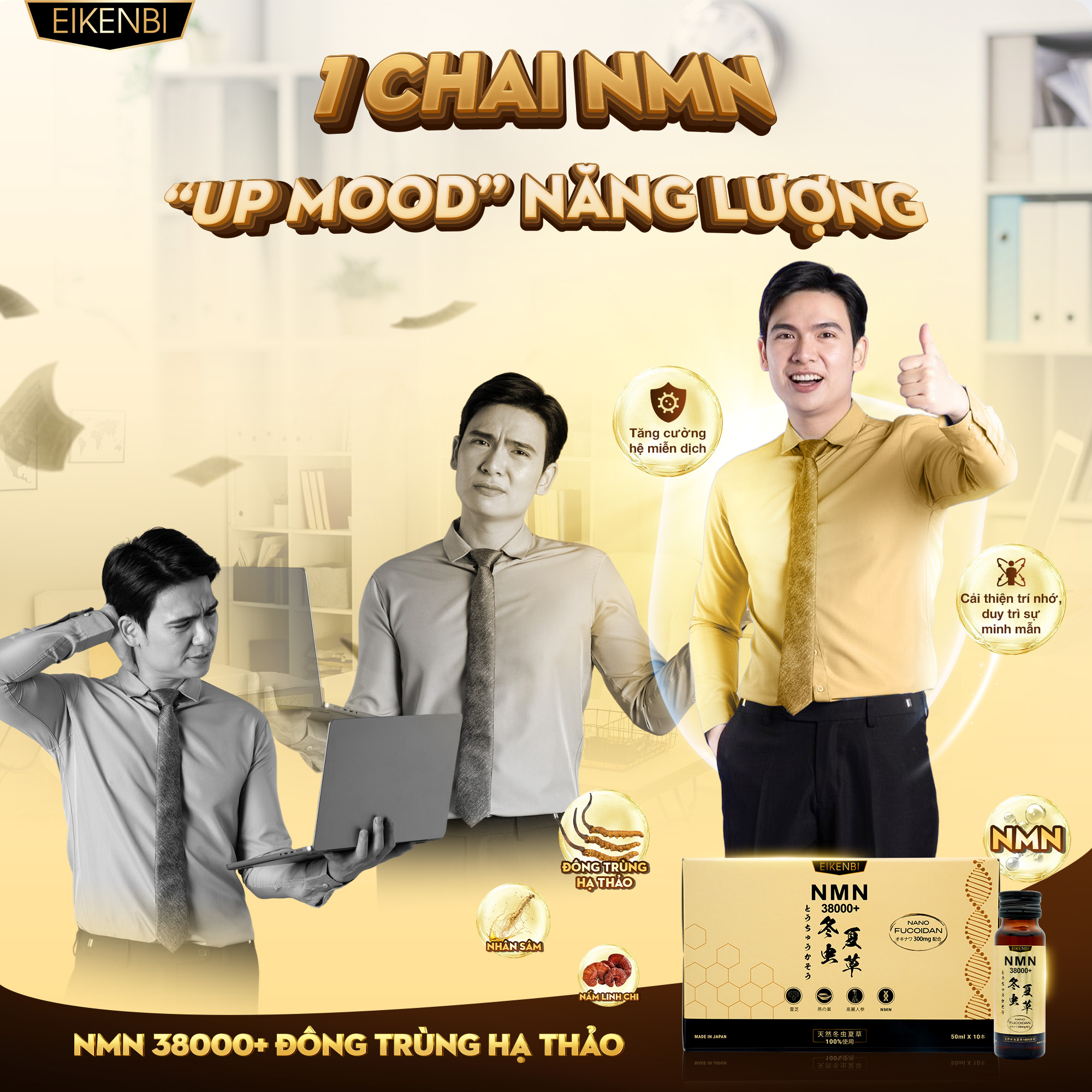 Hướng Dẫn Sử Dụng Sản Phẩm Nước Uống NMN Đông Trùng Hạ Thảo Thiên Nhiên 38000+ Eikenbi