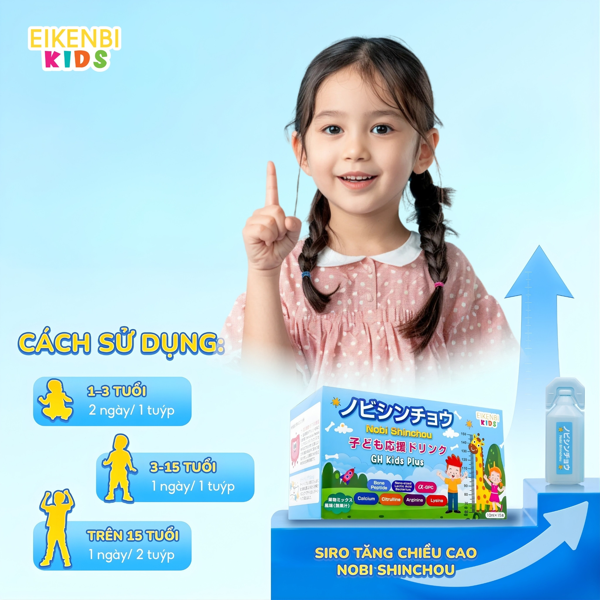 Hướng Dẫn Sử Dụng Siro Tăng Chiều Cao Nobi Shinchou Eikenbi Kids