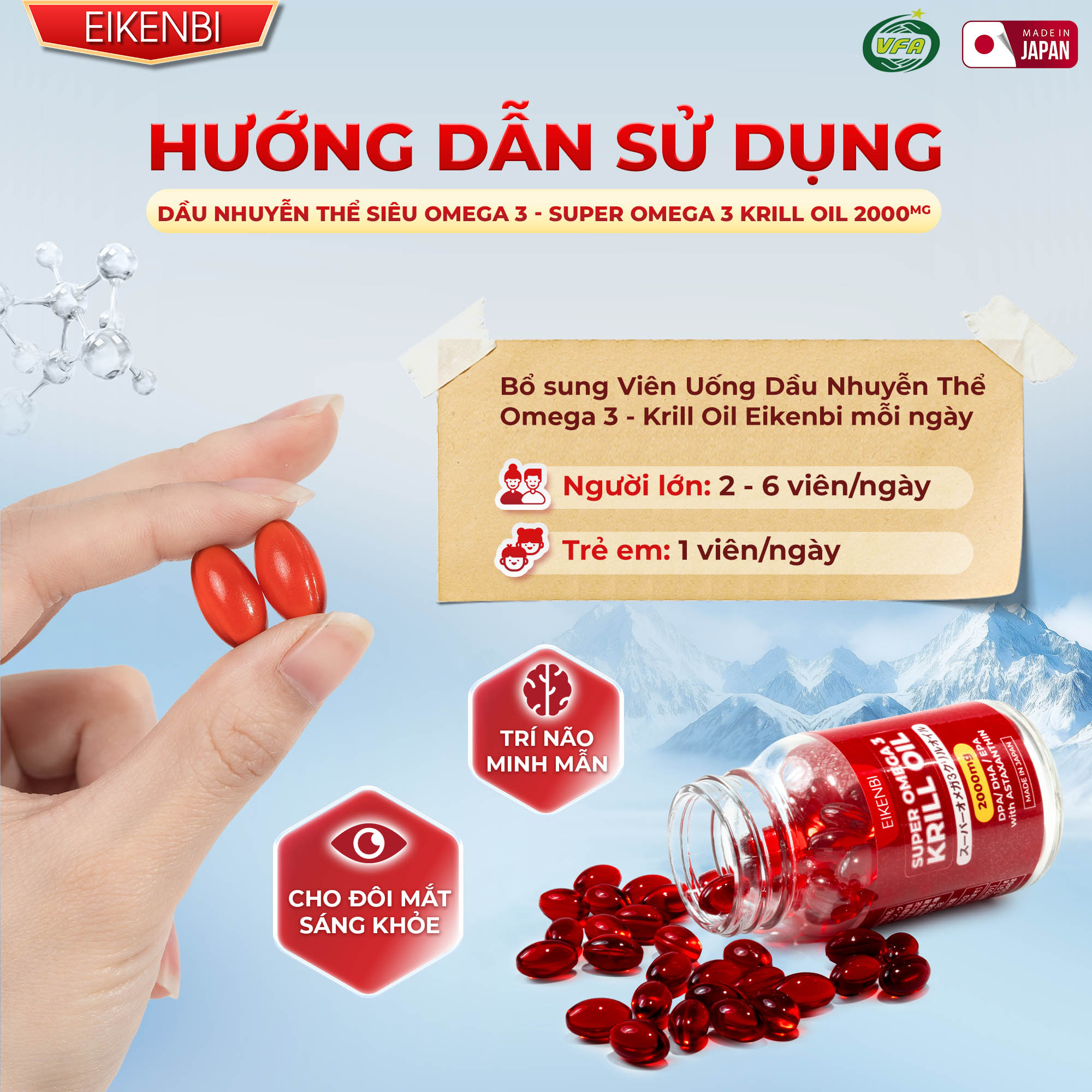 Hướng Dẫn Sử Dụng Viên Uống Dầu Nhuyễn Thể Omega 3 Krill Oil Eikenbi