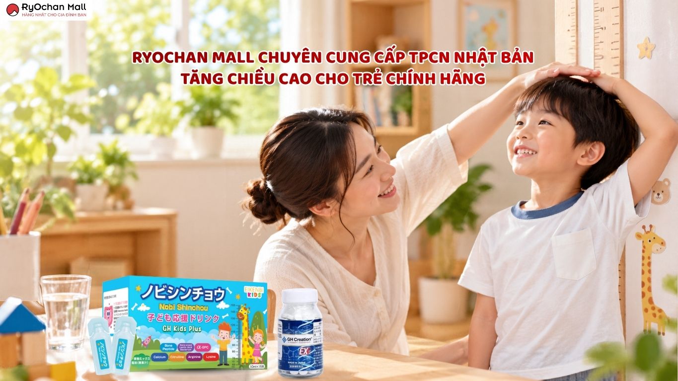 Ryochan Mall chuyên cung cấp thực phẩm chức năng Nhật Bản hỗ trợ tăng chiều cao cho trẻ