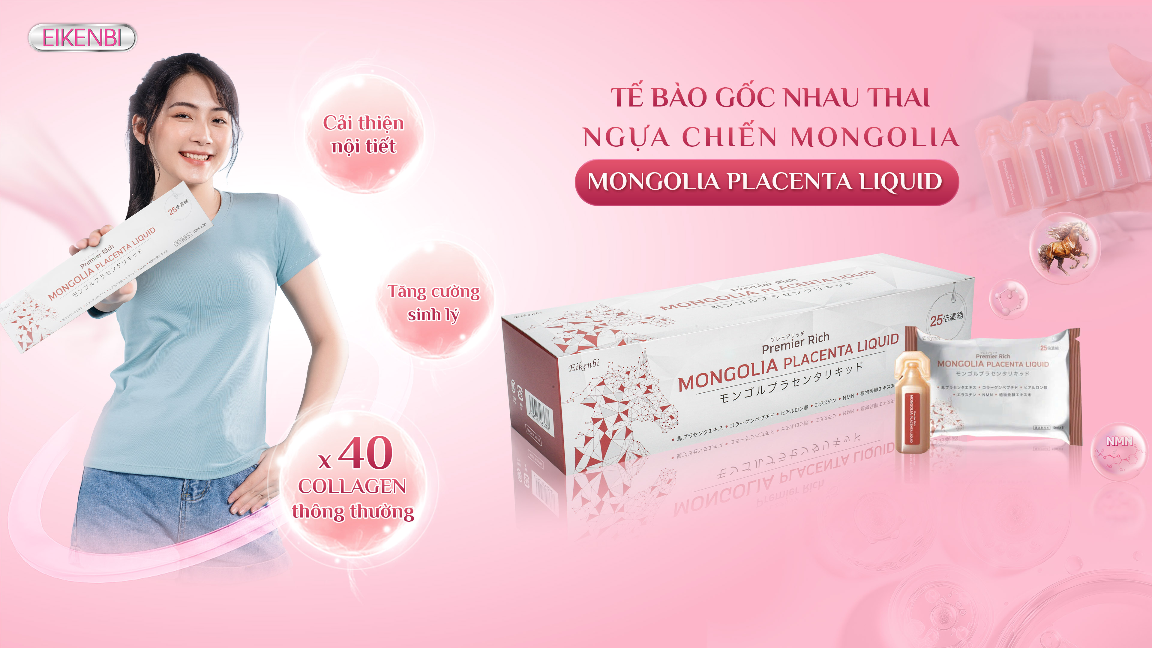 Nhau thai ngựa chiến Mongolia Placenta Liquid Eikenbi