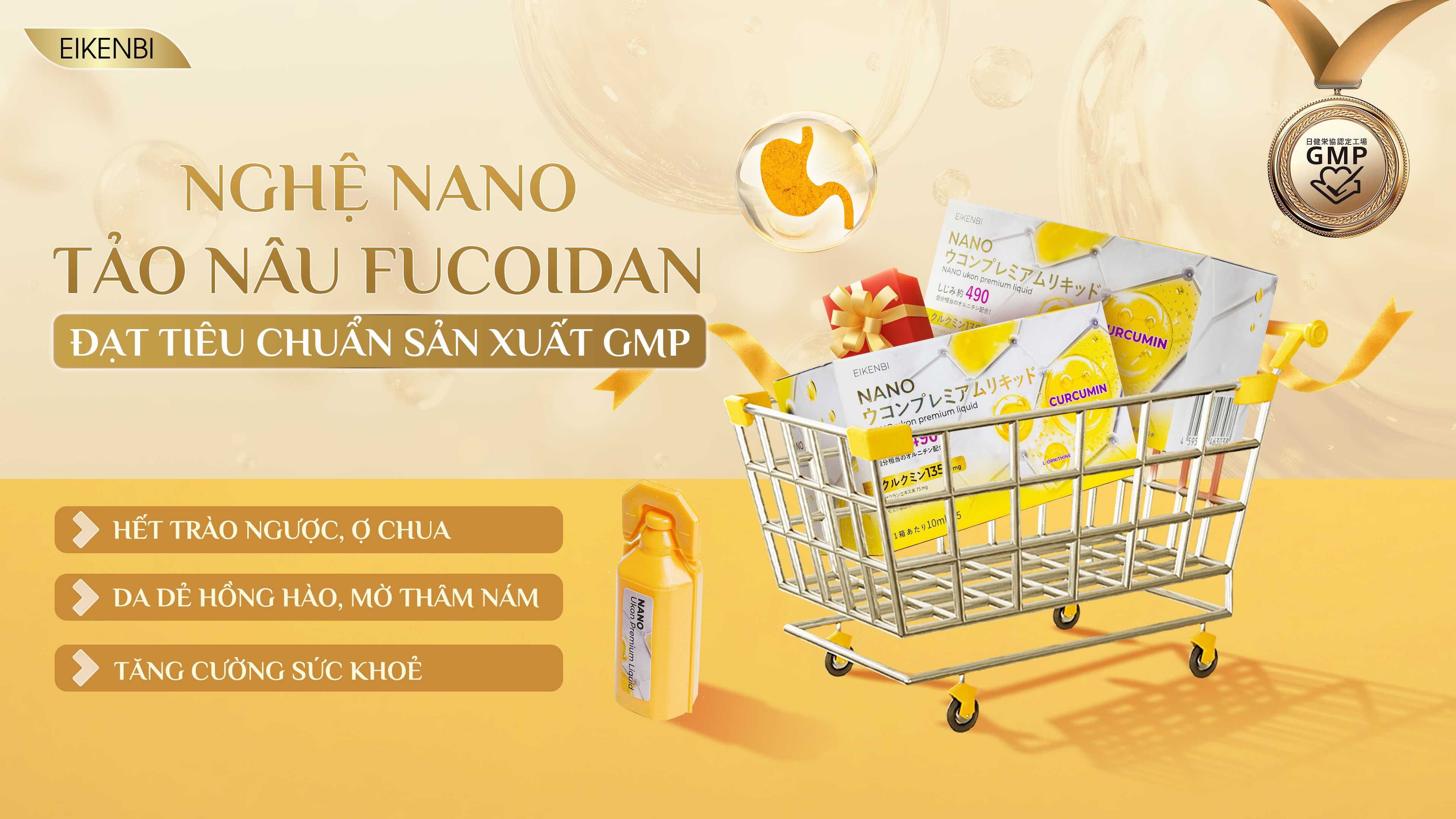 Tinh chất nghệ Nano tảo nâu Fucoidan Eikenbi