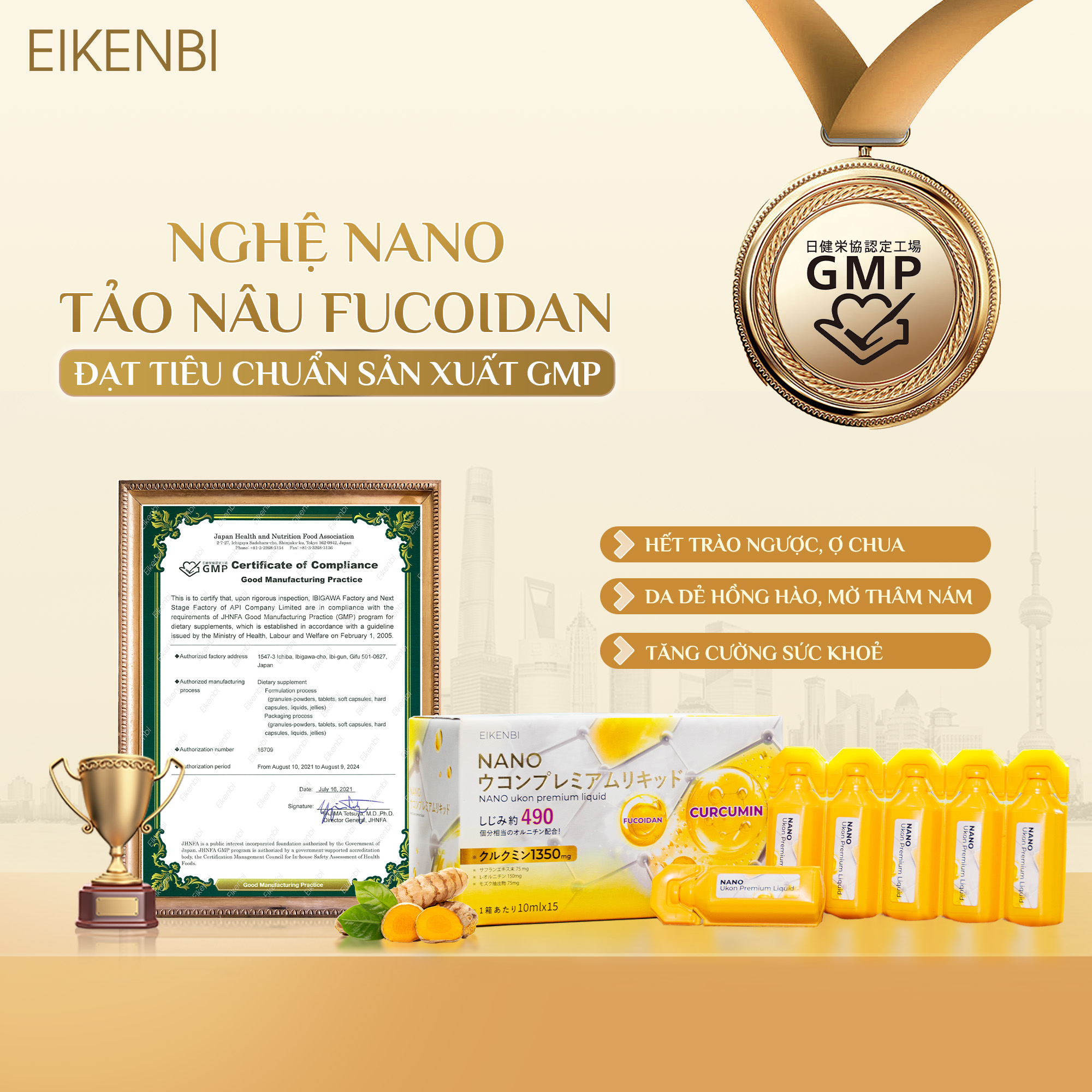 Tinh chất nghệ Nano tảo nâu Fucoidan Eikenbi