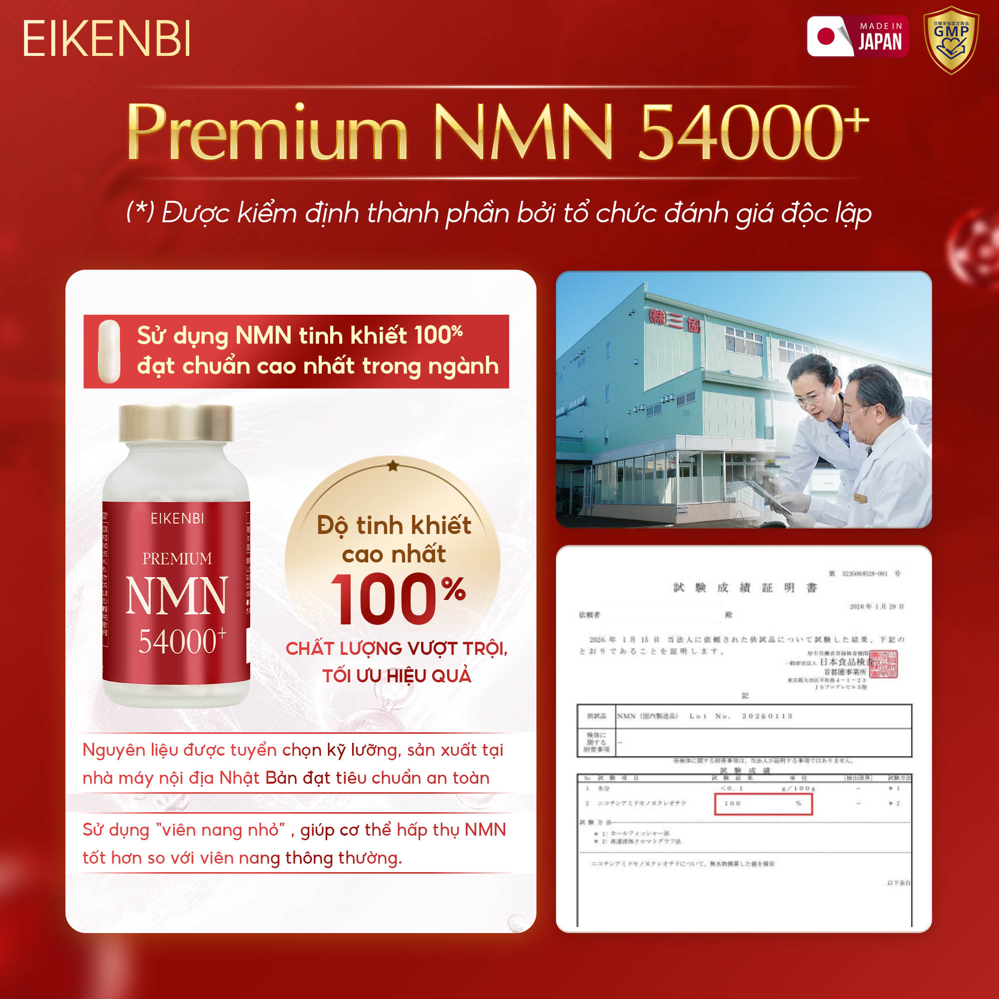 Ưu điểm của viên uống chống lão hóa NMN 54000+ Eikenbi
