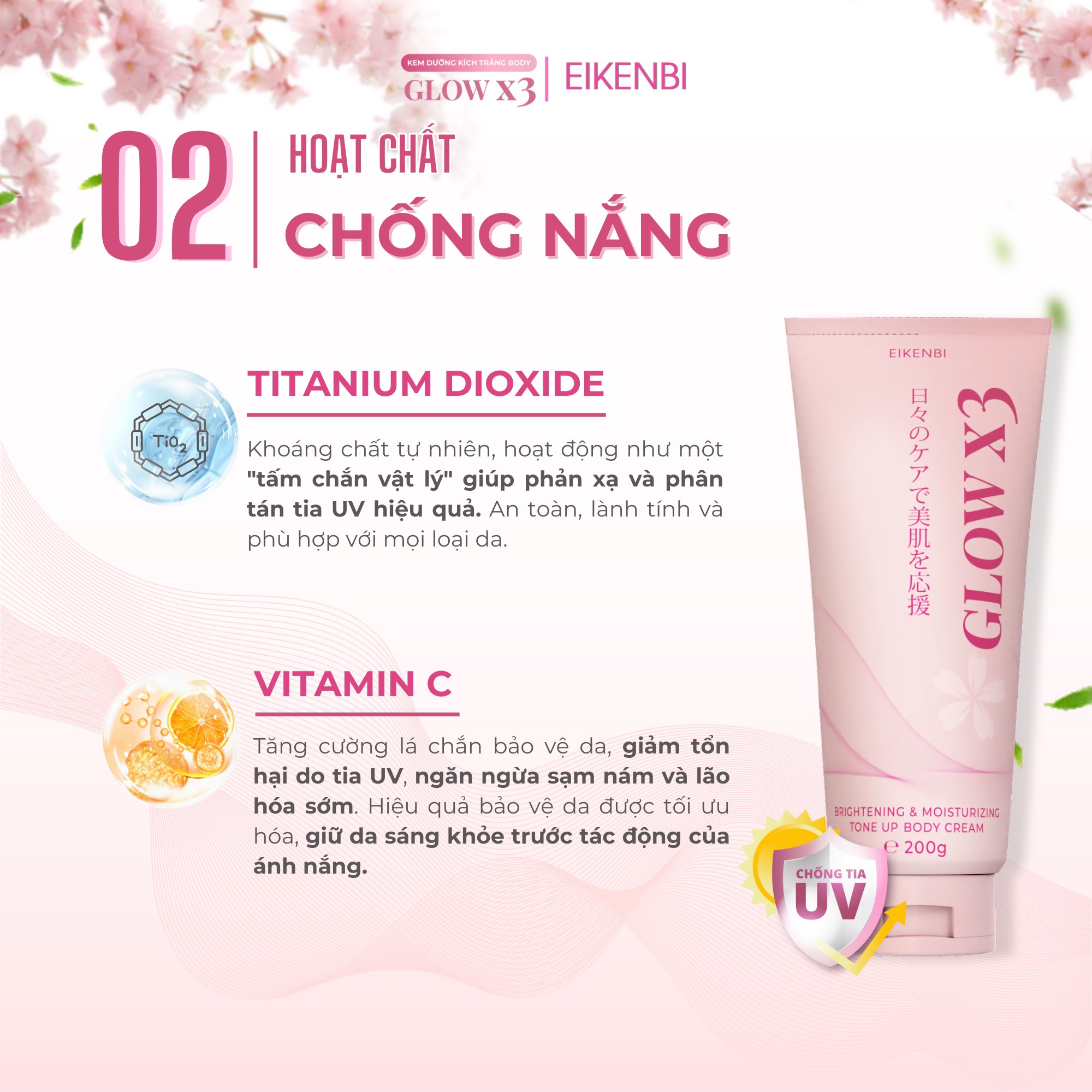 Ưu Điểm Của Kem Kích Trắng Body Nâng Tone Glow X3 Eikenbi
