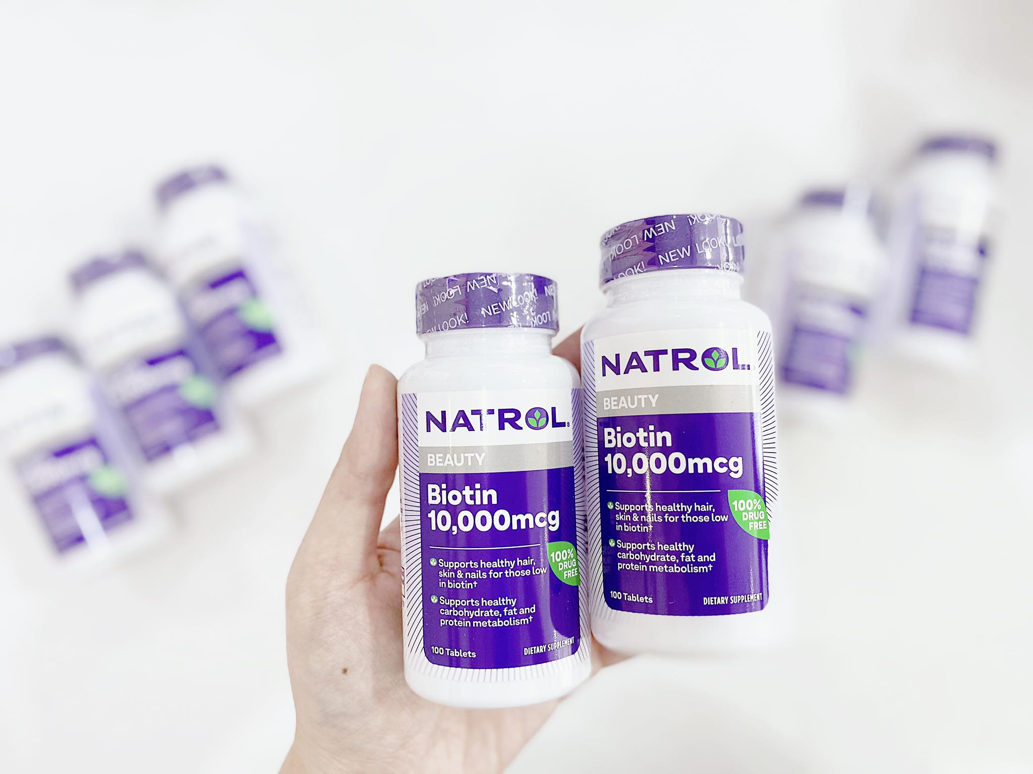 Viên uống mọc tóc Natrol Biotin 10.000 mcg