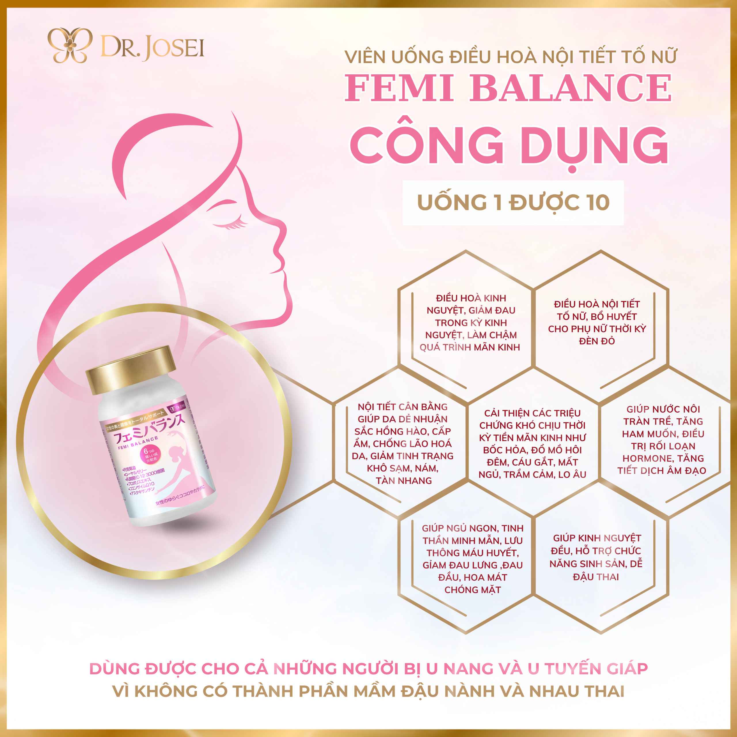 Công Dụng Của Viên Uống Điều Hoà Nội Tiết Tố Nữ Femi Balance Dr. Josei