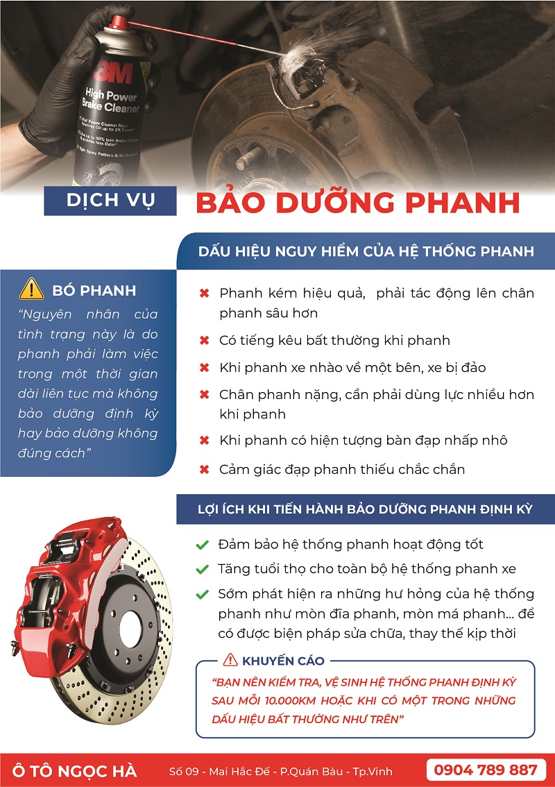 Tờ rơi giới thiệu dịch vụ bảo dưỡng phanh tại Ô TÔ NGỌC HÀ