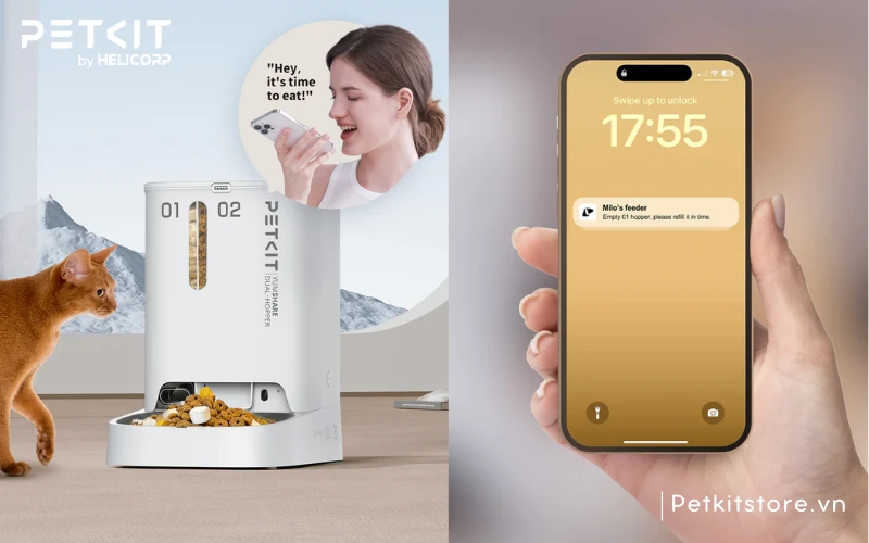 Máy ăn có camera giúp bạn theo dõi và quan sát thú cưng tiện lợi