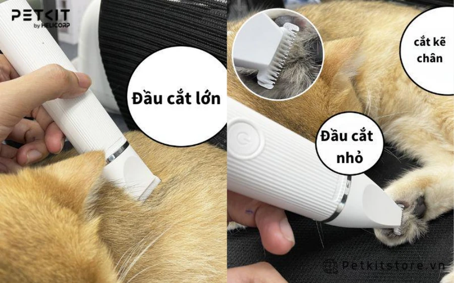 Hai đầu cắt tông đơ PETKIT PRO 2IN1 rất linh hoạt trong việc cắt tỉa lông mèo