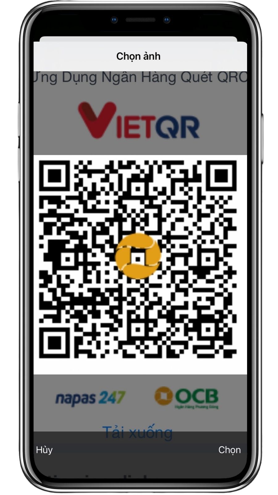 Chọn vào hình ảnh mã QR thanh toán