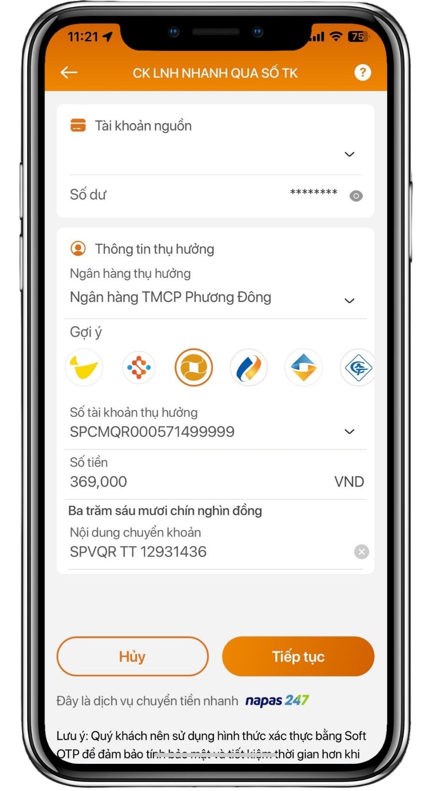 Màn hình hiển thị thanh toán