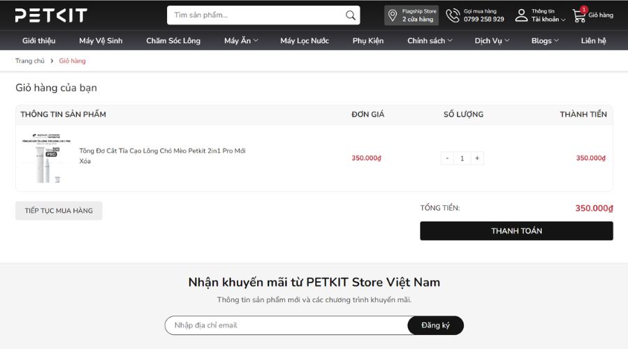 Kiểm tra và nhấp vào thanh toán tại giỏ hàng của bạn.