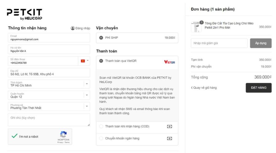 Chọn vào thanh toán bằng VieQR
