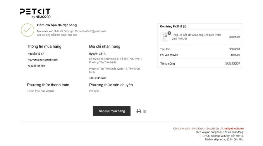 Màn hình sẽ hiển thị hình ảnh giao dịch thành công