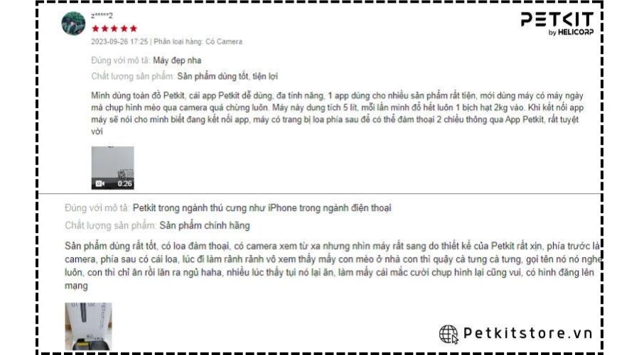 Người dùng đều rất hài lòng về máy cho ăn PETKIT