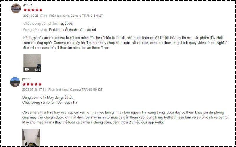 Khách hàng hài lòng khi sử dụng máy cho mèo ăn tự động PETKIT YUMSHARE SOLO