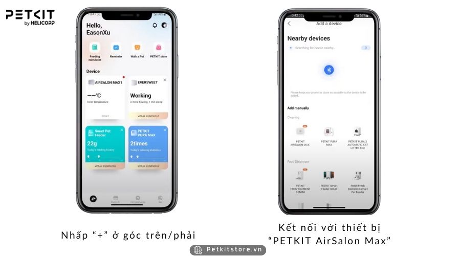 Kết nối ứng dụng với máy sấy cho mèo PETKIT AIRSALON MAX