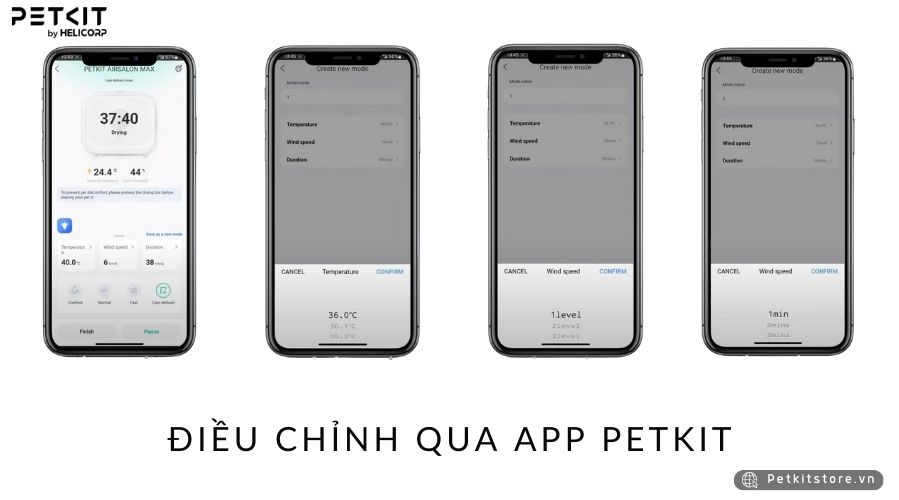 Điều chỉnh các thông số hoạt động thông quá ứng dụng PETKIT