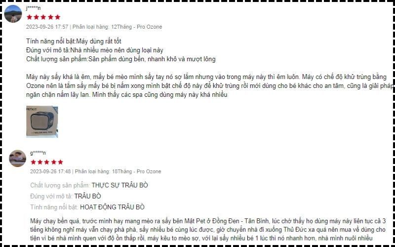 Sự hài lòng của người dùng về lồng sấy PETKIT