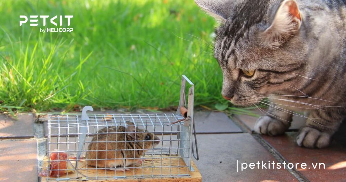 mèo bị dính keo dán chuột