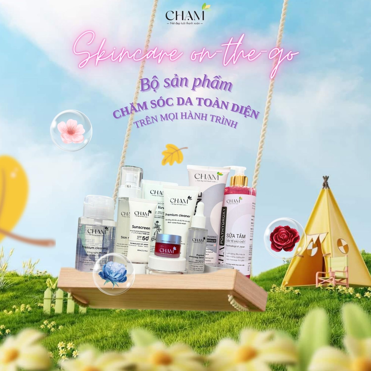 Danh mục sản phẩm của CHẠM được thiết kế để đáp ứng đa dạng nhu cầu của làn da