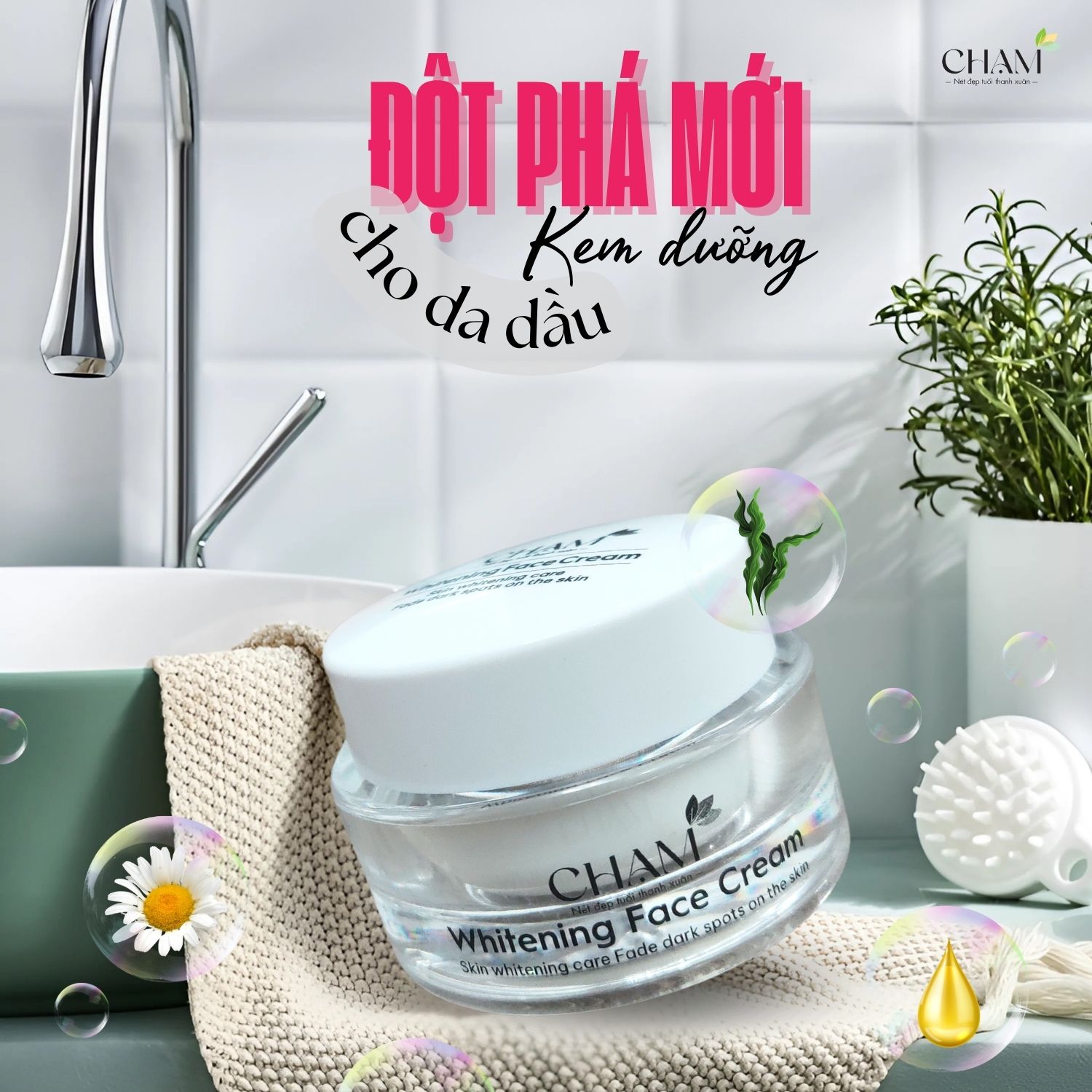 WHITENING FACE CREAM CHẠM giúp cung cấp độ ẩm sâu cho da