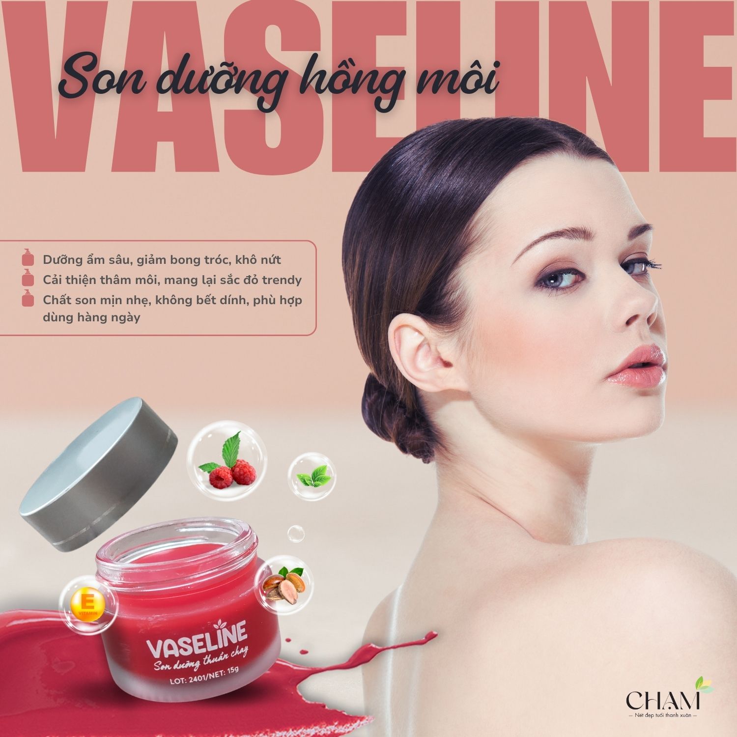 Son dưỡng Vaseline CHẠM là cách giúp môi đỡ thâm nhanh chóng và hiệu quả