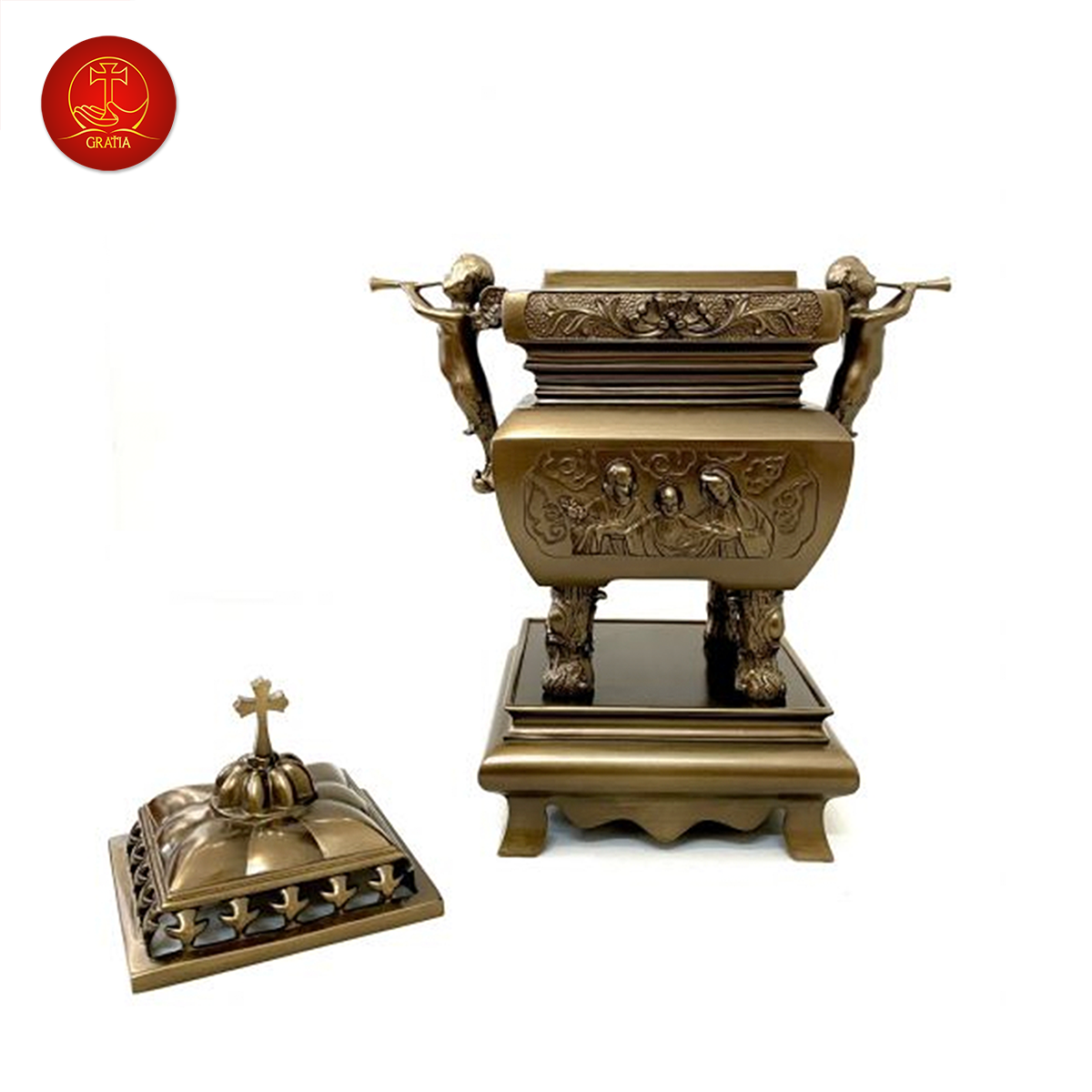 Lư Hương Công Giáo Vuông - Cao 26 cm