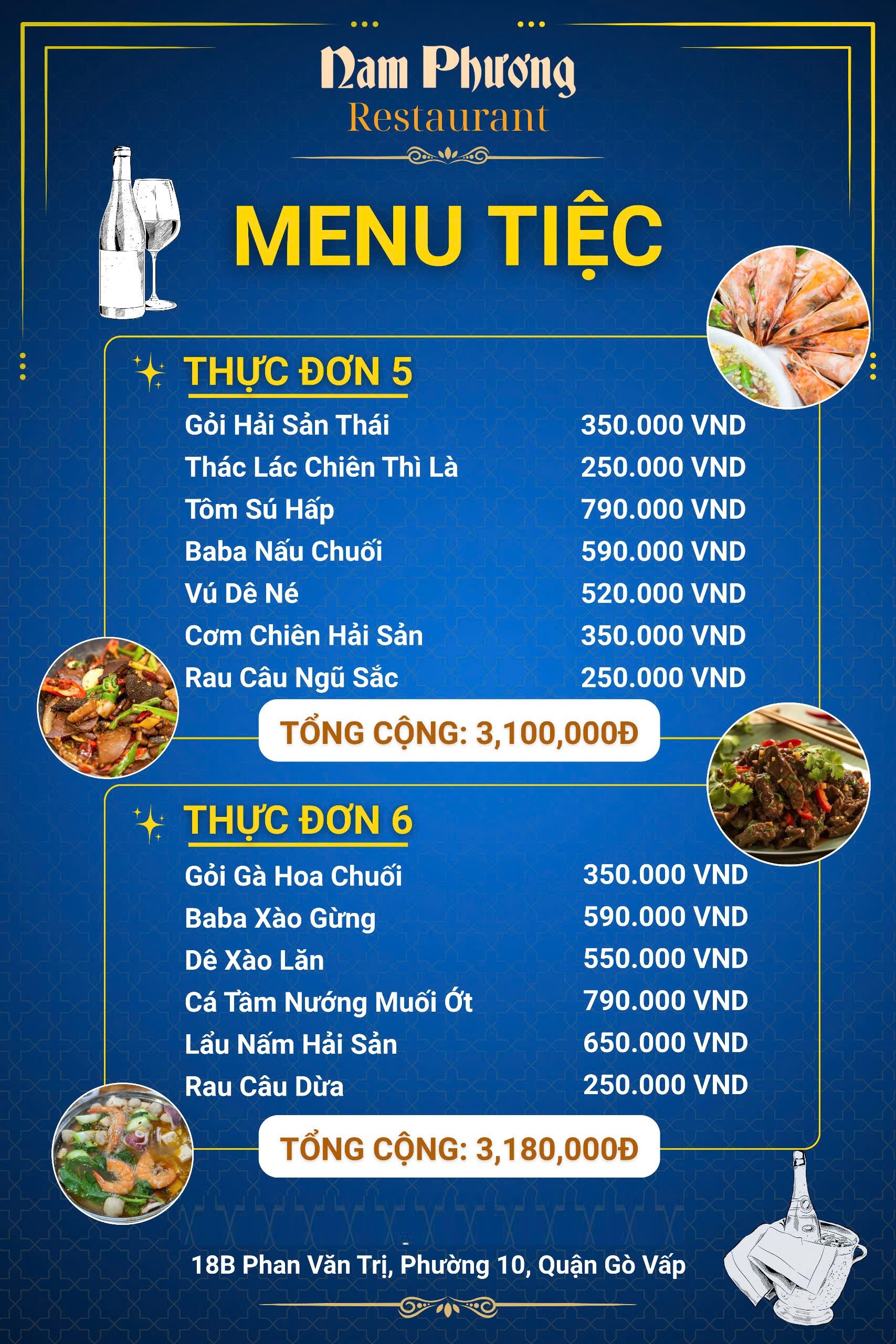 Thực Đơn Ẩm Thực Nam Phương 18B Phan Văn Trị Quận Gò Vấp