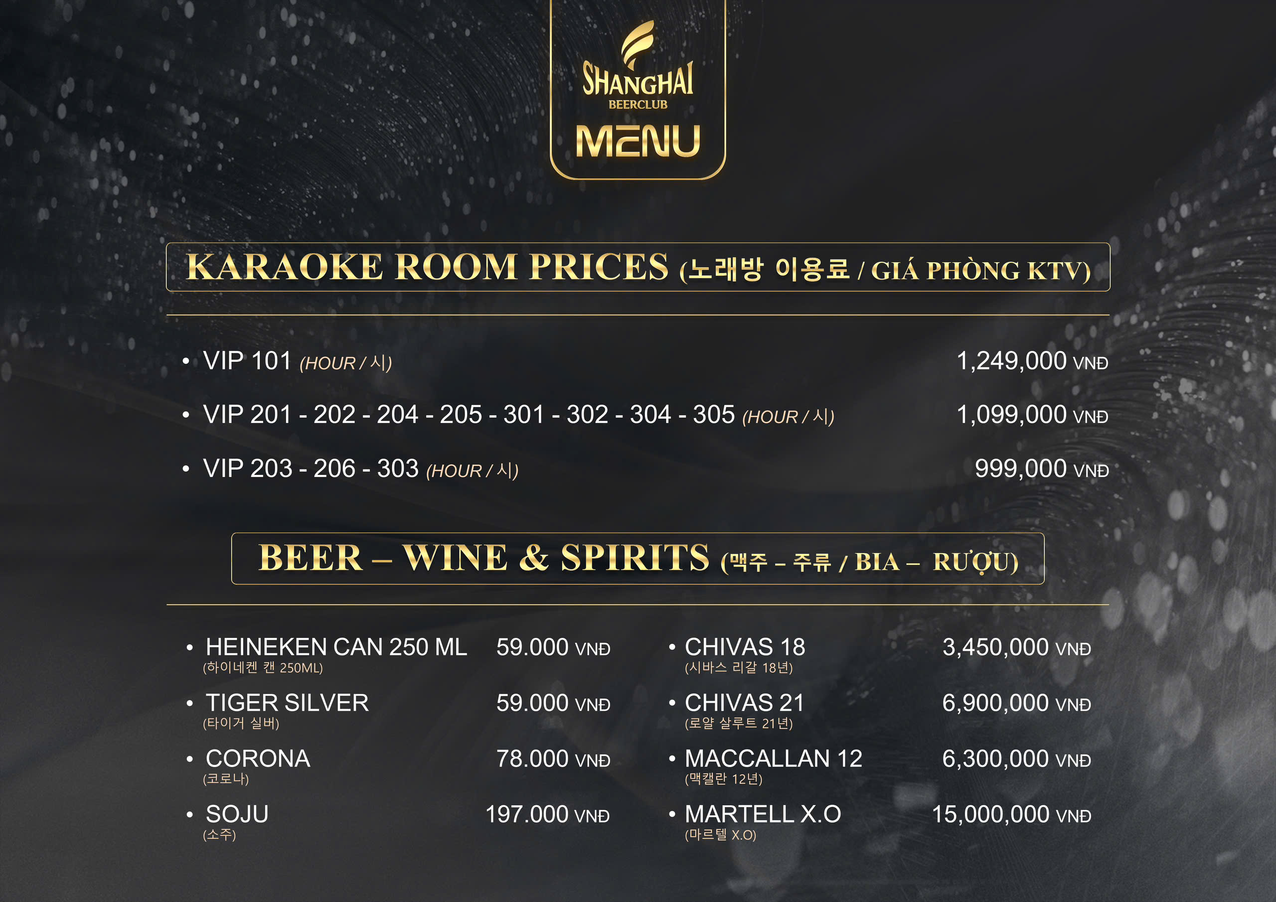 Bảng Giá Giờ Hát Karaoke KTV Shanghai