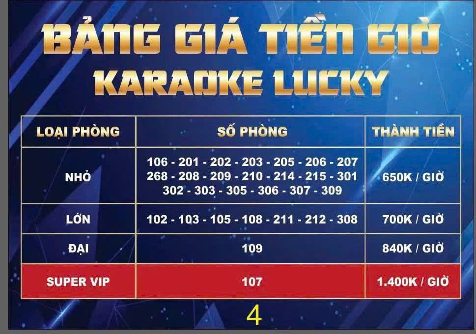 Bảng Giá Giờ Hát Lucky 2000