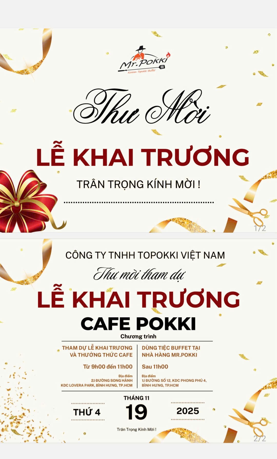 Thư Mời Lễ Khai Trương Cafe Pokki