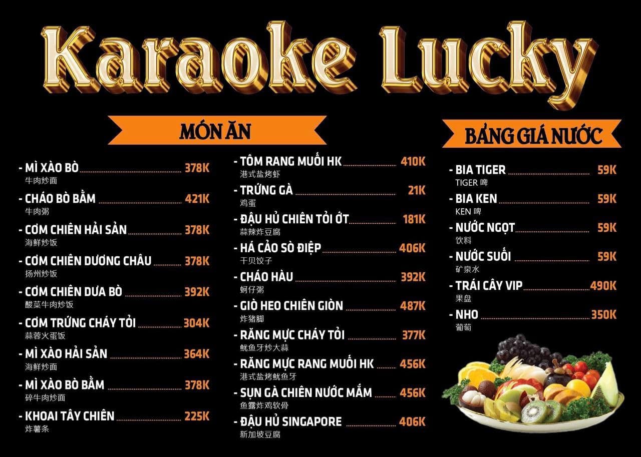 Menu karaoke lucky ktv
