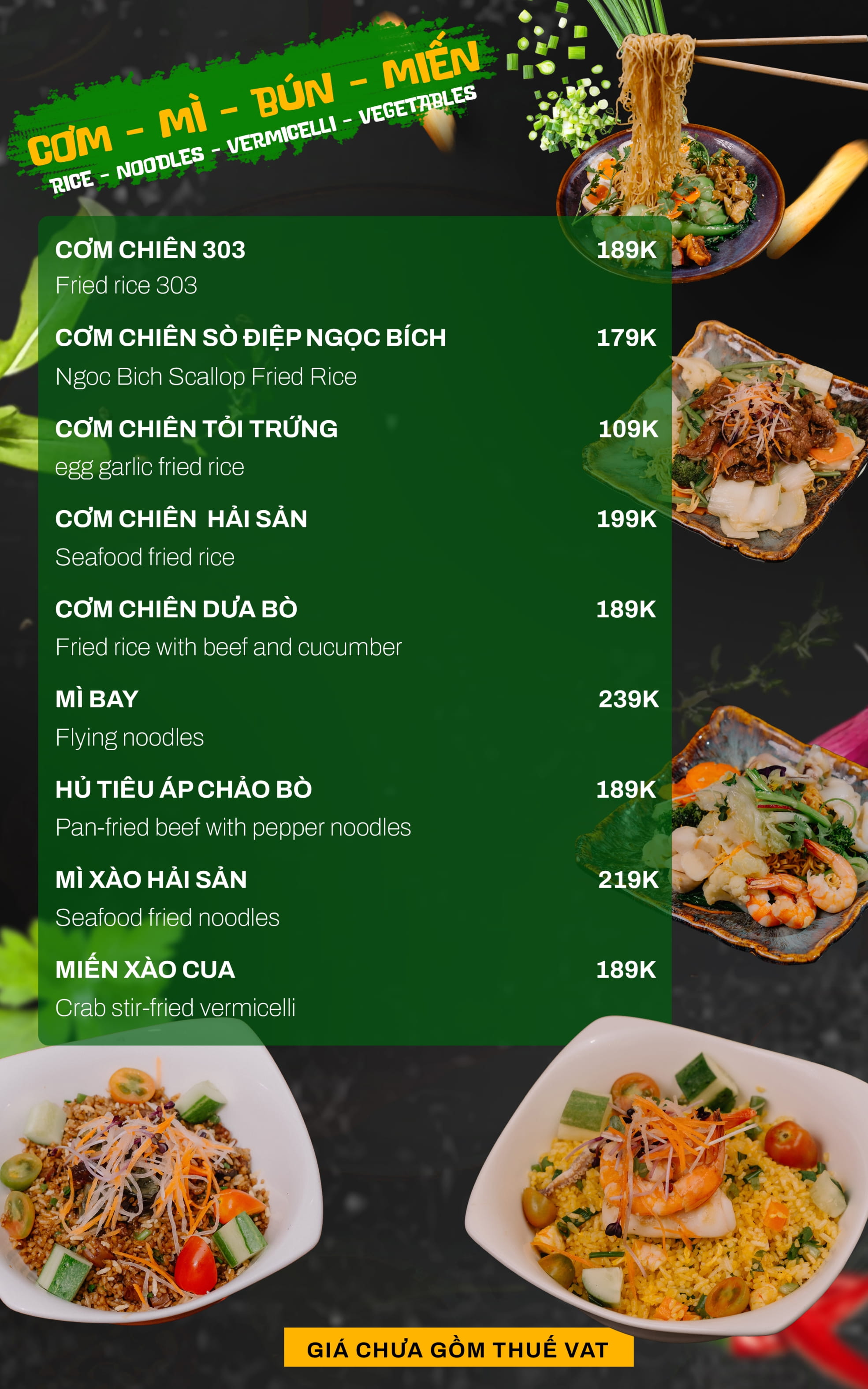 303 garden station hồ chí minh menu