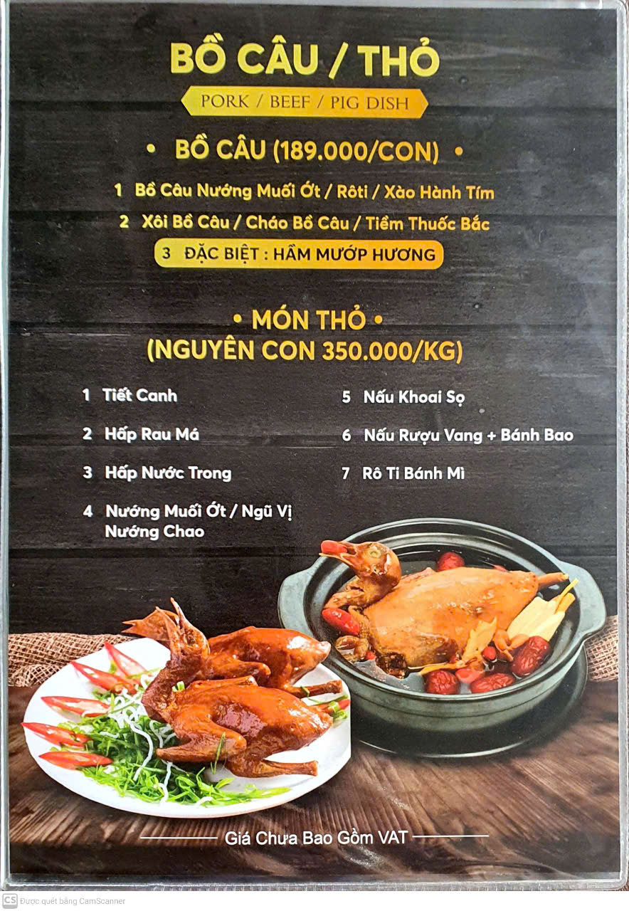 Menu Nhà Hàng Hầm Rượu 89
