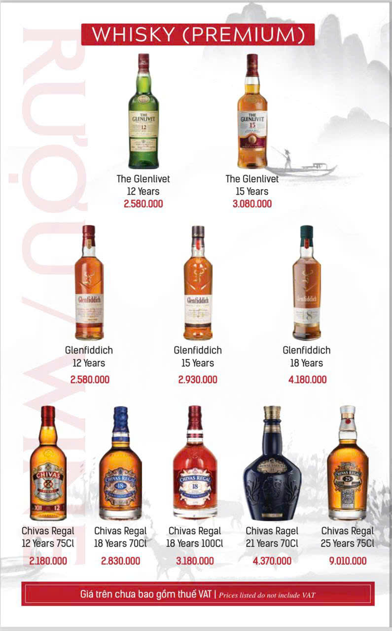 Menu Nước Uống Karaoke 127 Nguyễn Thái Bình Quận 1 Premium VIP