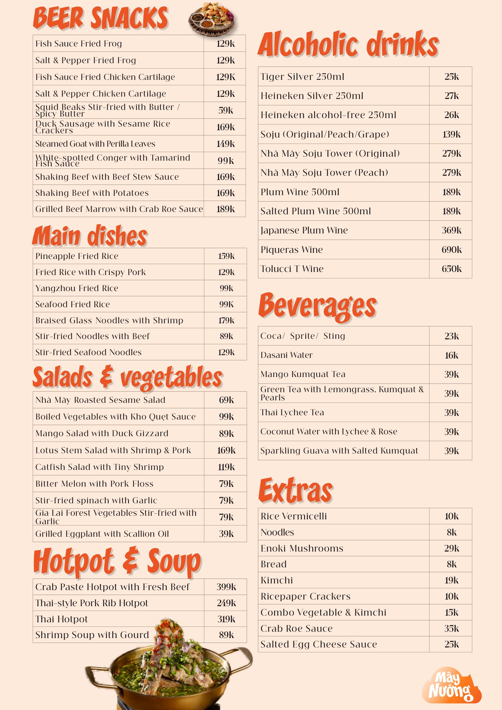 Thực Đơn Mây Nướng Restaurant 1A Đề Thám