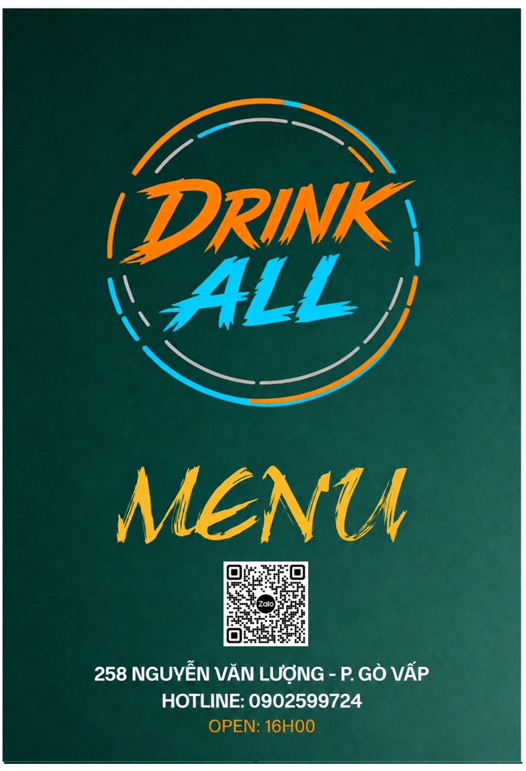 Menu Thực Đơn Drink All Beer Garden 258 Nguyễn Văn Lượng