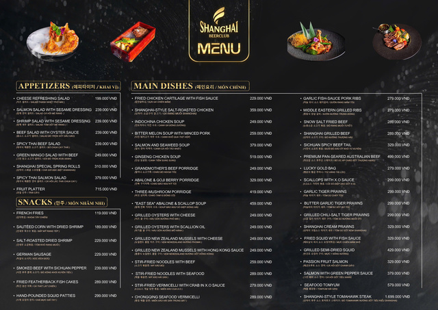 Shanghai Menu Món Ăn Shang Hai