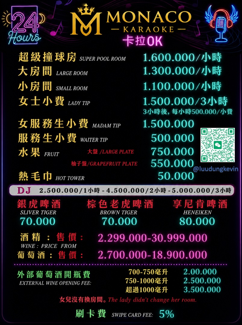 Bảng Giá Karaoke Trung Sơn KTV Monaco