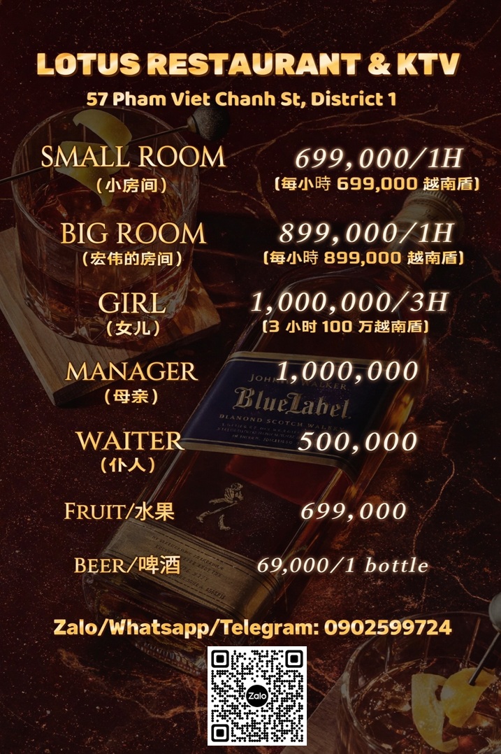 Bảng Giá Menu Dịch Vụ Lotus Restaurant